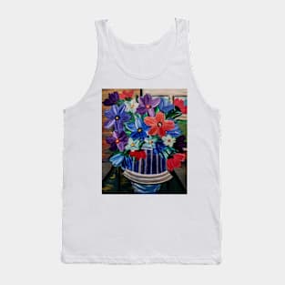 A beautiful bouquet flowers in a glass and gold vase . Tank Top